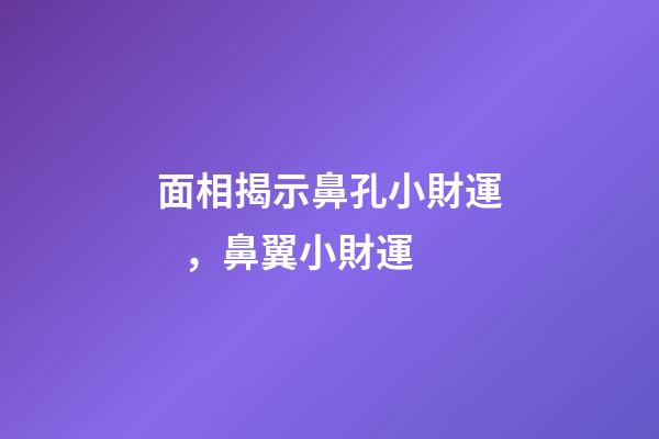 面相揭示鼻孔小財運，鼻翼小財運